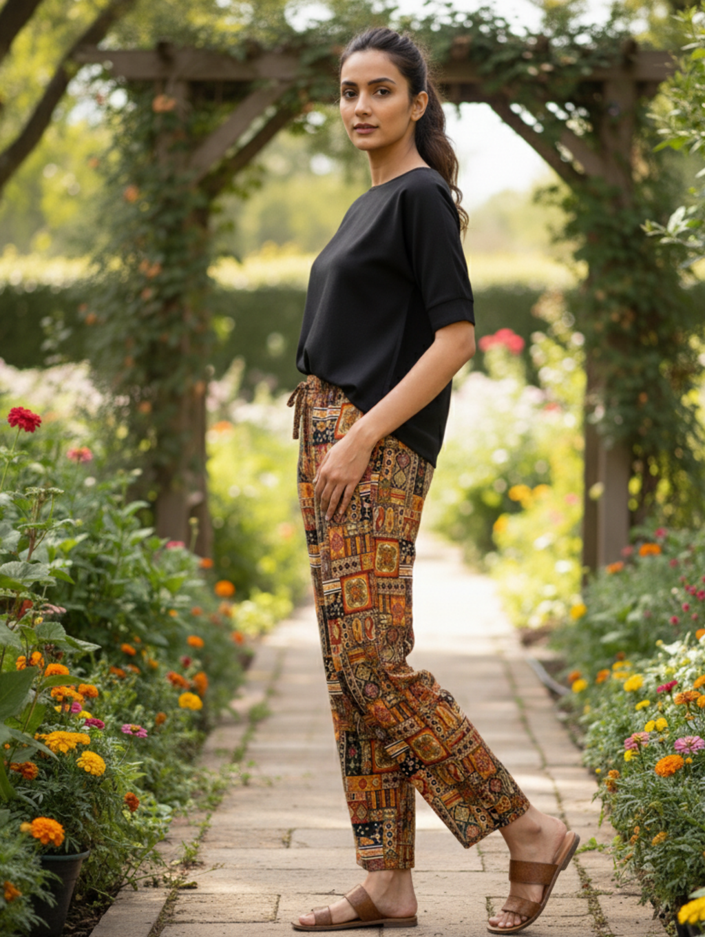 Pantalón Palazzo Étnico - Estampado Patchwork