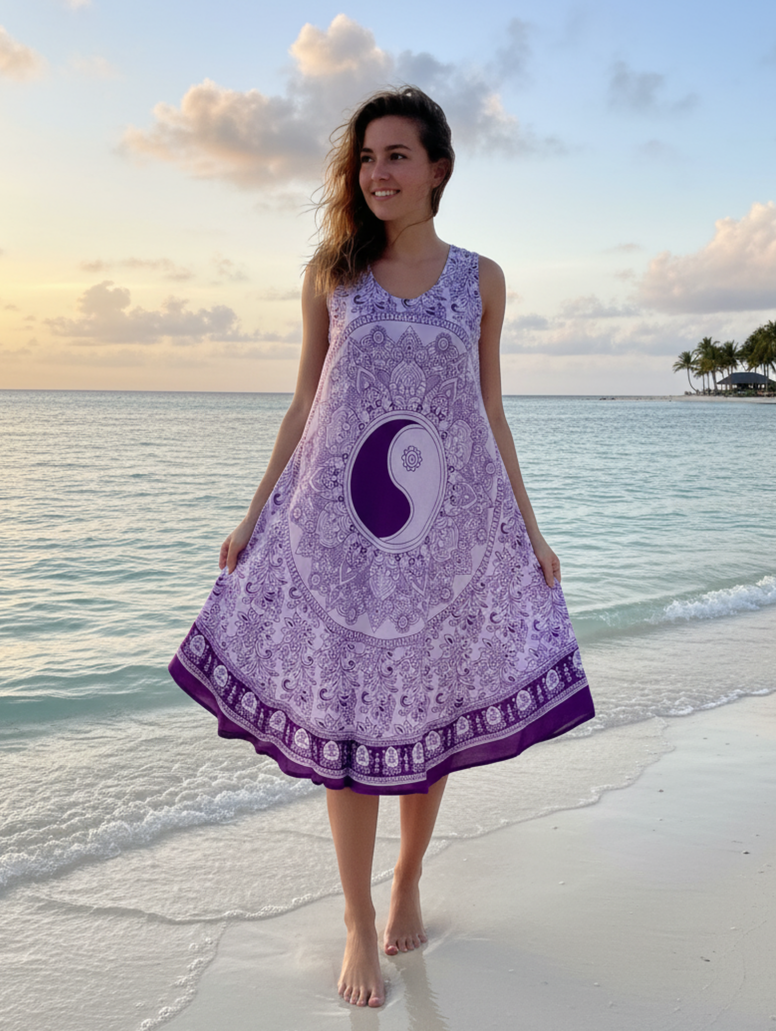 Vestido Playero Estampado Yin y Yang