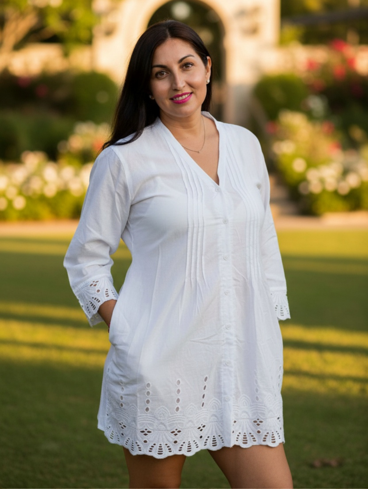 Blusa 'Boho' Blanca con Bordado Calado