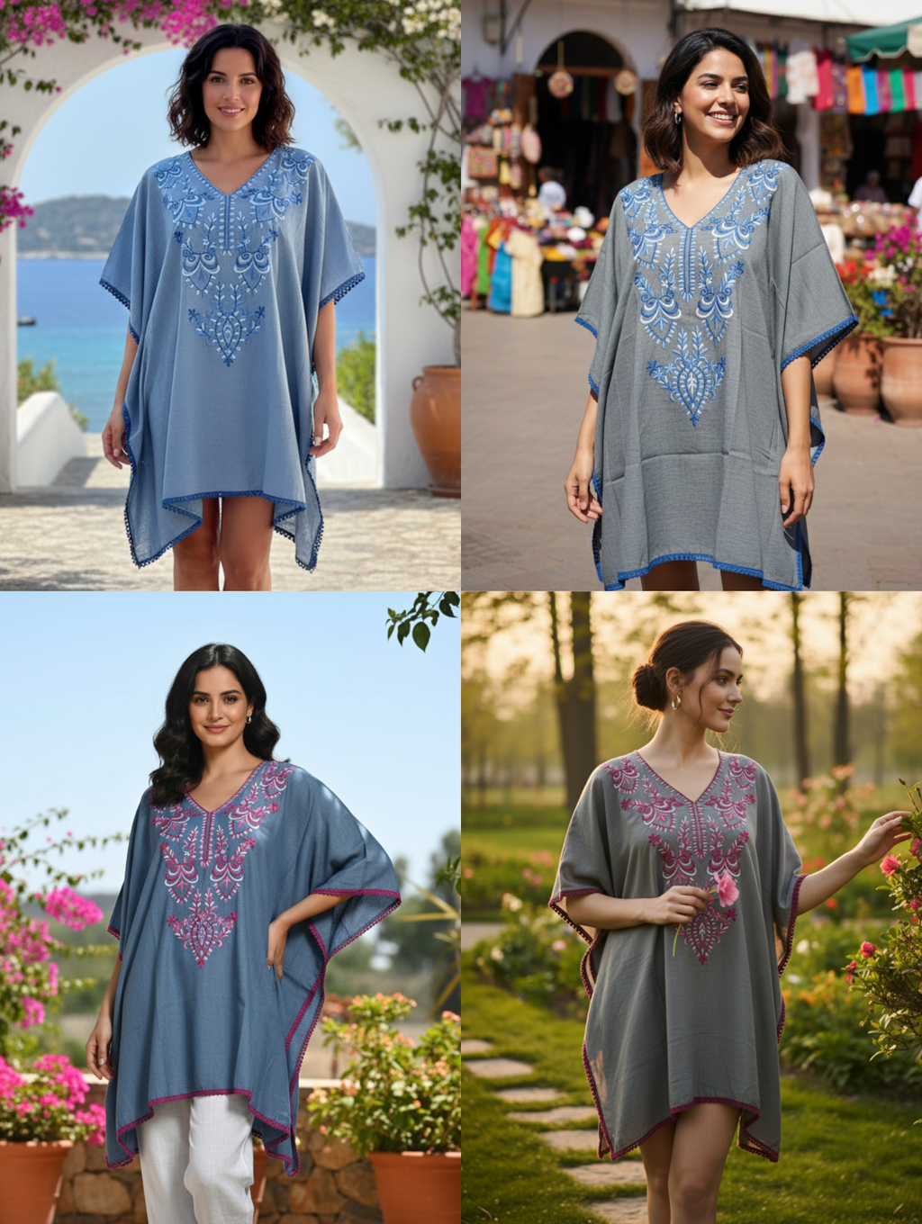 Kaftán Boho Bordado Paquete de 8 PCs