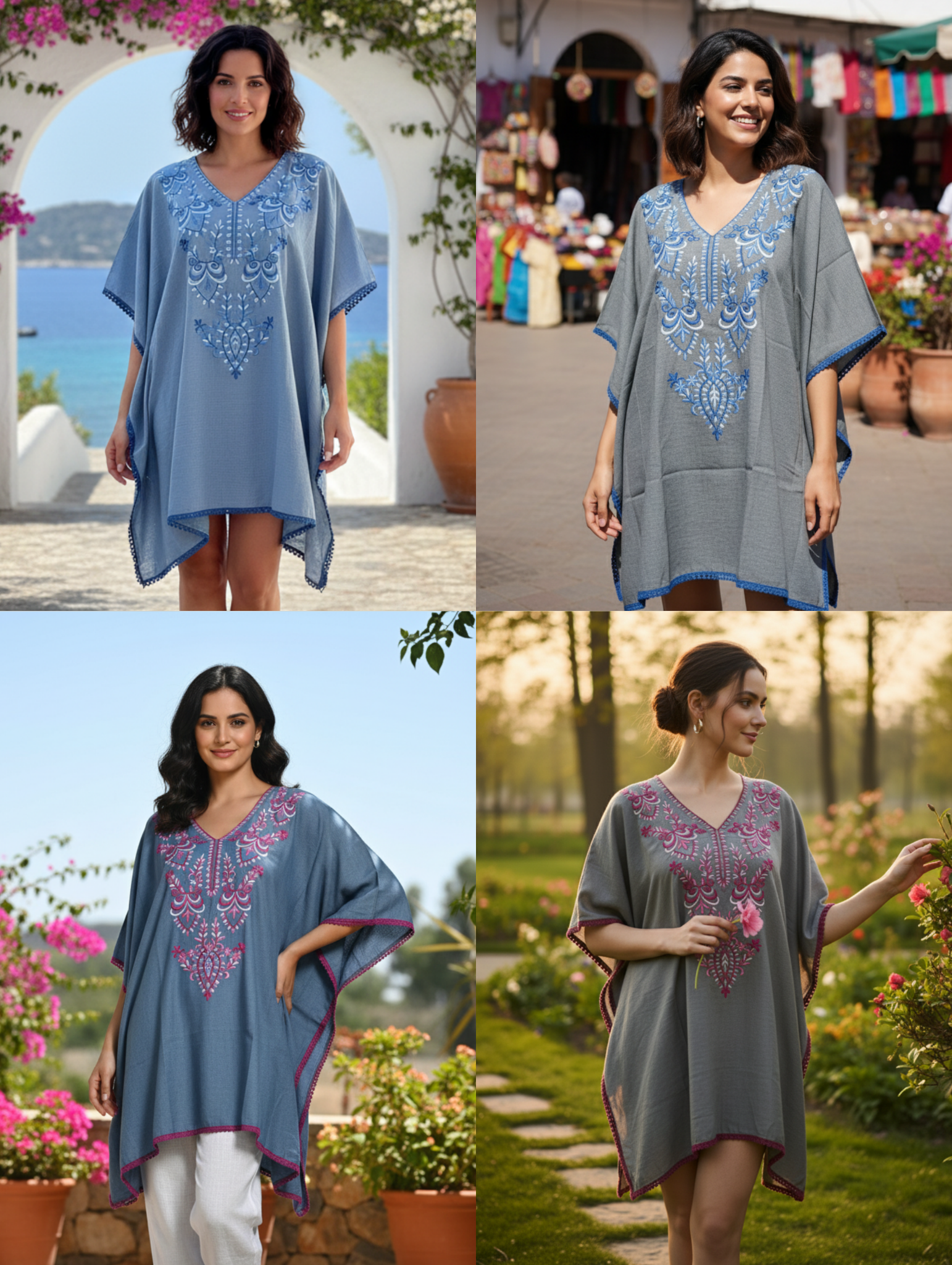 Kaftán Boho Bordado Paquete de 8 PCs