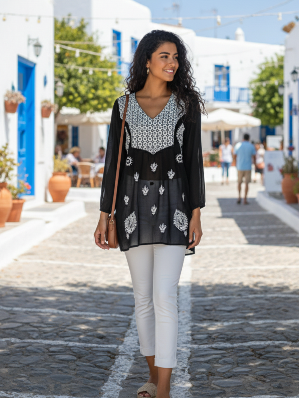 Blusa transpirable con bordado paquete de 8 PCs