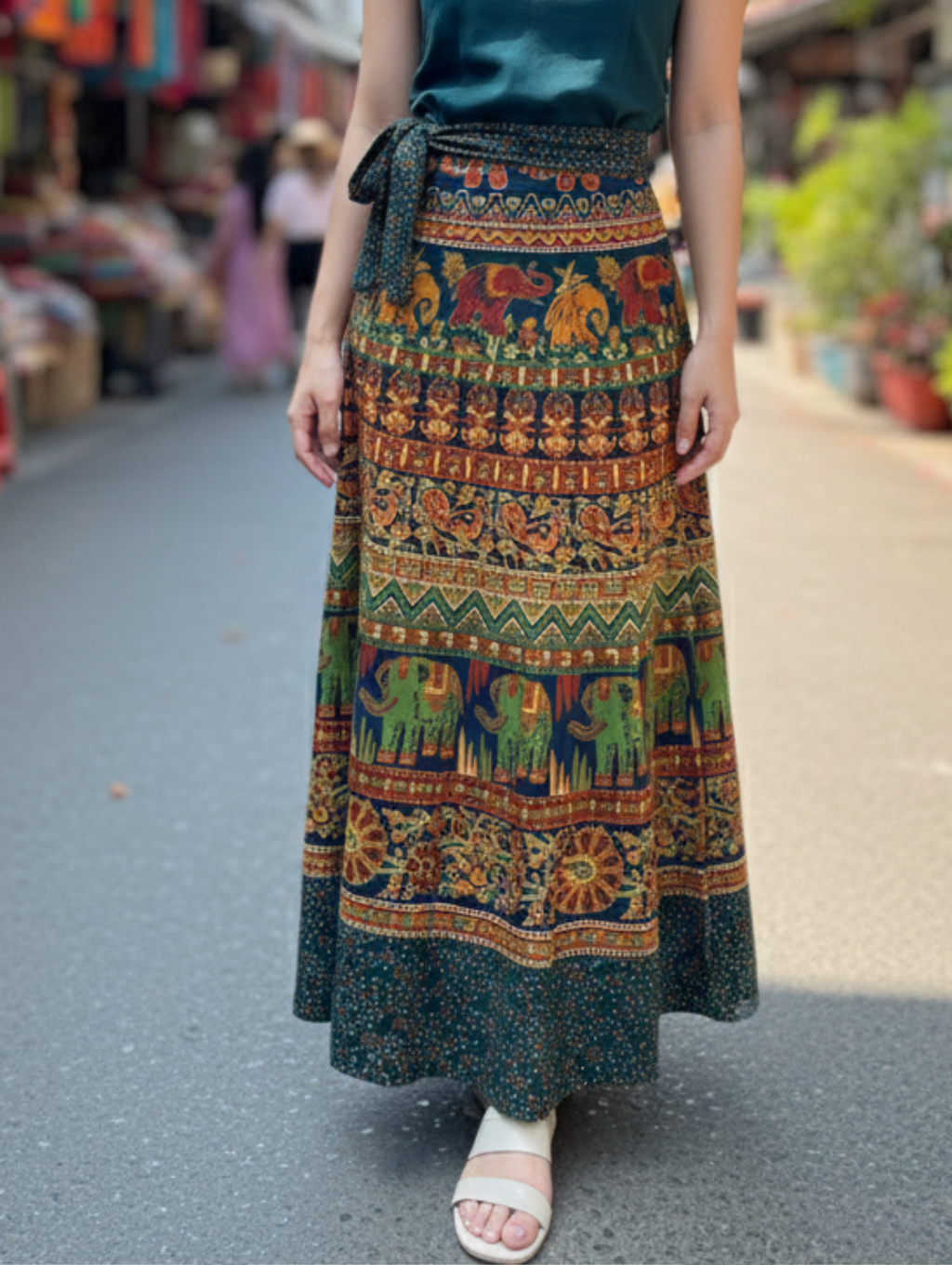 Falda envolvente con estampado de elefante