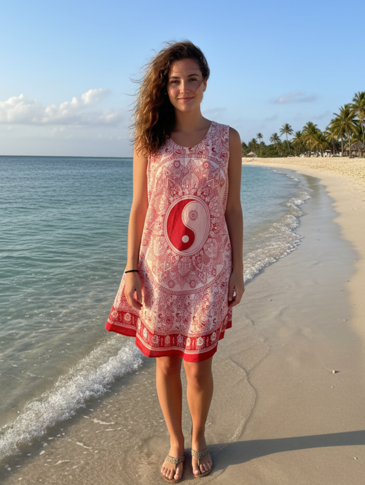 Vestido Playero Estampado Yin y Yang